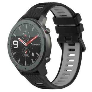 For Amazfit GTR 47mm 22MM Sports Two-Color Silicone Watch Band(Black+Grey)