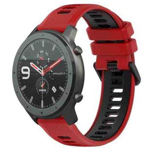 For Amazfit GTR 47mm 22MM Sports Two-Color Silicone Watch Band(Red+Black)