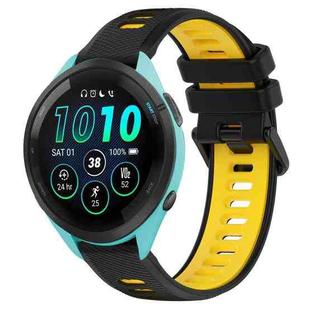 For Garmin Forerunner 265 22mm Sports Two-Color Silicone Watch Band(Black+Yellow)