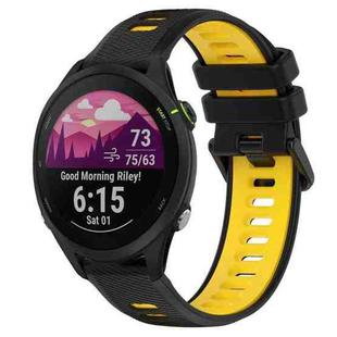 For Garmin Forerunner 255 22mm Sports Two-Color Silicone Watch Band(Black+Yellow)