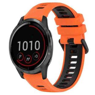 For Garmin Vivoactive 4 22mm Sports Two-Color Silicone Watch Band(Orange+Black)