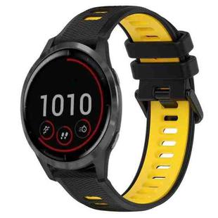 For Garmin Vivoactive 4 22mm Sports Two-Color Silicone Watch Band(Black+Yellow)