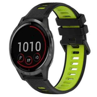 For Garmin Vivoactive 4 22mm Sports Two-Color Silicone Watch Band(Black+Green)