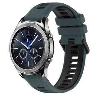 For Samsung Gear S3 Classic 22mm Sports Two-Color Silicone Watch Band(Olive Green+Black)
