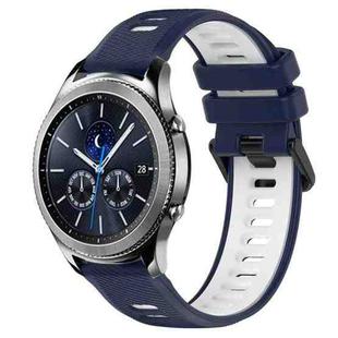 For Samsung Gear S3 Classic 22mm Sports Two-Color Silicone Watch Band(Midnight Blue+White)