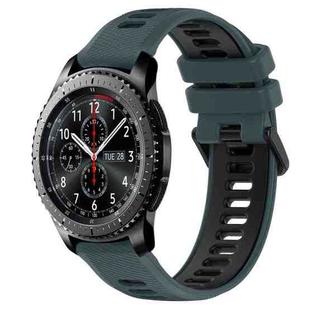 For Samsung Gear S3 Frontier 22mm Sports Two-Color Silicone Watch Band(Olive Green+Black)