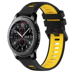 For Samsung Gear S3 Frontier 22mm Sports Two-Color Silicone Watch Band(Black+Yellow)