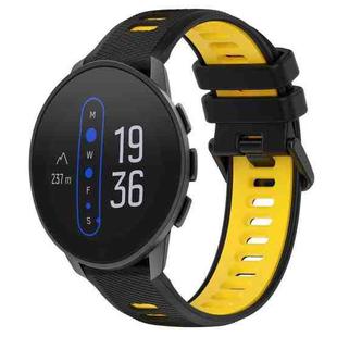 For  SUUNTO 9 Peak 22mm Sports Two-Color Silicone Watch Band(Black+Yellow)