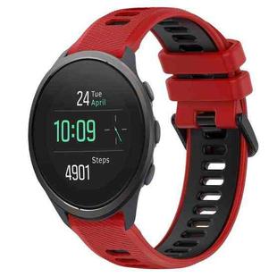 For SUUNTO 5 Peak 22mm Sports Two-Color Silicone Watch Band(Red+Black)