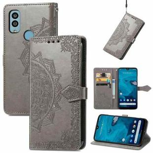 For Kyocera Android One S10 Mandala Flower Embossed Leather Phone Case(Gray)