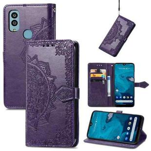 For Kyocera Android One S10 Mandala Flower Embossed Leather Phone Case(Purple)