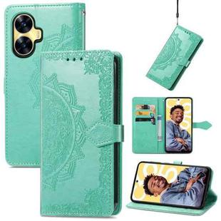 For Realme C55 Mandala Flower Embossed Leather Phone Case(Green)