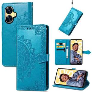 For Realme C55 Mandala Flower Embossed Leather Phone Case(Blue)