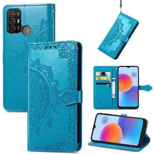 For ZTE Blade A52 Mandala Flower Embossed Leather Phone Case(Blue)