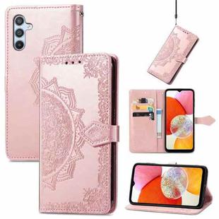 For Samsung Galaxy A14 4G Mandala Flower Embossed Leather Phone Case(Rose Gold)