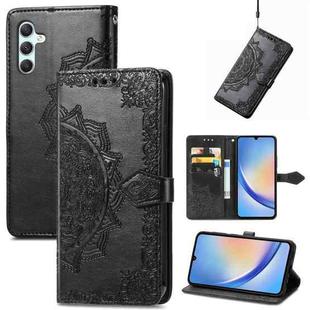 For Samsung Galaxy A34 5G Mandala Flower Embossed Leather Phone Case(Black)