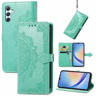 For Samsung Galaxy A34 5G Mandala Flower Embossed Leather Phone Case(Green)