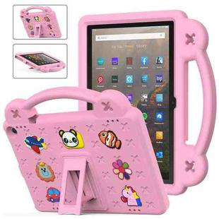 For Amazon Fire HD 10 2021 Handle Kickstand Children EVA Shockproof PC Tablet Case(Pink)