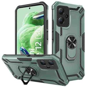 For Redmi Redmi Note 12 5G Global/Poco X5 Warship Armor 2 in 1 Shockproof Phone Case(Dark Green)