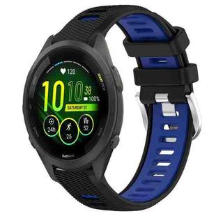 For Garmin Forerunner 265S 18mm Sports Two-Color Steel Buckle Silicone Watch Band(Black+Blue)