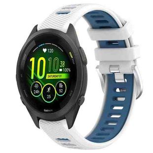 For Garmin Forerunner 265S Music 18mm Sports Two-Color Steel Buckle Silicone Watch Band(White+Blue)