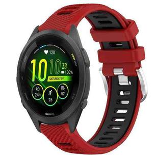 For Garmin Forerunner 265S Music 18mm Sports Two-Color Steel Buckle Silicone Watch Band(Red+Black)