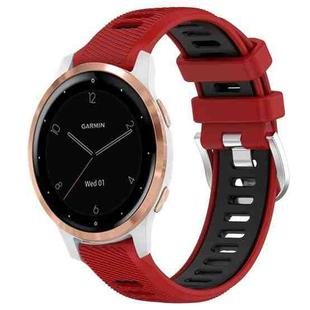 For Garmin Active S 18mm Sports Two-Color Steel Buckle Silicone Watch Band(Red+Black)