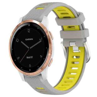 For Garmin Active S 18mm Sports Two-Color Steel Buckle Silicone Watch Band(Grey+Yellow)