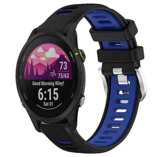 For Garmin Forerunner 255S 18mm Sports Two-Color Steel Buckle Silicone Watch Band(Black+Blue)