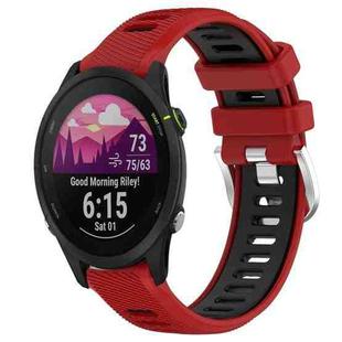 For Garmin Forerunner 255S 18mm Sports Two-Color Steel Buckle Silicone Watch Band(Red+Black)