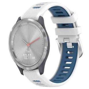 For Garmin Vivomove 3S 18mm Sports Two-Color Steel Buckle Silicone Watch Band(White+Blue)