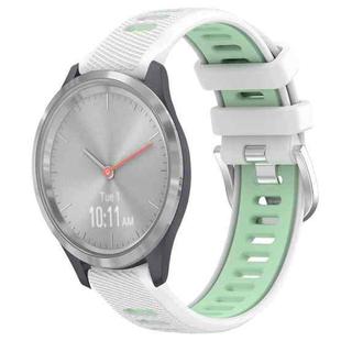 For Garmin Vivomove 3S 18mm Sports Two-Color Steel Buckle Silicone Watch Band(White+Teal)