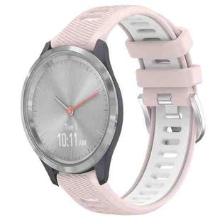 For Garmin Vivomove 3S 18mm Sports Two-Color Steel Buckle Silicone Watch Band(Pink+White)