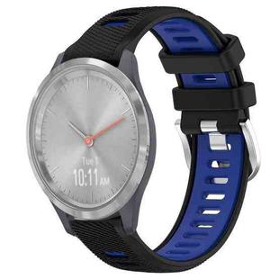 For Garmin Vivomove 3S 18mm Sports Two-Color Steel Buckle Silicone Watch Band(Black+Blue)