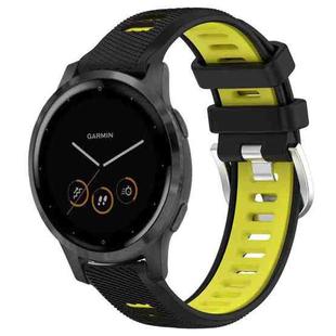 For Garmin Vivoactive 4S 18mm Sports Two-Color Steel Buckle Silicone Watch Band(Black+Lime Green)