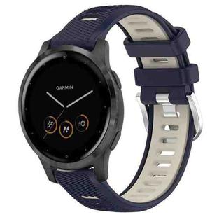 For Garmin Vivoactive 4S 18mm Sports Two-Color Steel Buckle Silicone Watch Band(Midnight Blue+Starlight)