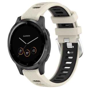 For Garmin Vivoactive 4S 18mm Sports Two-Color Steel Buckle Silicone Watch Band(Starlight+Black)