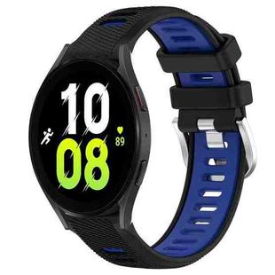 For Samsung Galaxy Watch5 44mm 20mm Sports Two-Color Steel Buckle Silicone Watch Band(Black+Blue)