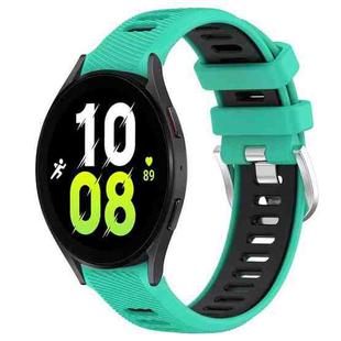 For Samsung Galaxy Watch5 44mm 20mm Sports Two-Color Steel Buckle Silicone Watch Band(Lake Blue+Black)