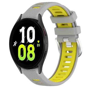 For Samsung Galaxy Watch5 44mm 20mm Sports Two-Color Steel Buckle Silicone Watch Band(Grey+Yellow)