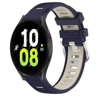 For Samsung Galaxy Watch5 44mm 20mm Sports Two-Color Steel Buckle Silicone Watch Band(Midnight Blue+Starlight)