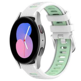 For Samsung Galaxy Watch5 40mm 20mm Sports Two-Color Steel Buckle Silicone Watch Band(White+Teal)