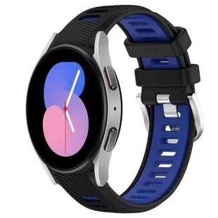 For Samsung Galaxy Watch5 40mm 20mm Sports Two-Color Steel Buckle Silicone Watch Band(Black+Blue)