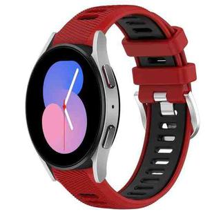 For Samsung Galaxy Watch5 40mm 20mm Sports Two-Color Steel Buckle Silicone Watch Band(Red+Black)