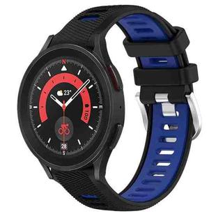 For Samsung Galaxy Watch5 Pro 45mm 20mm Sports Two-Color Steel Buckle Silicone Watch Band(Black+Blue)