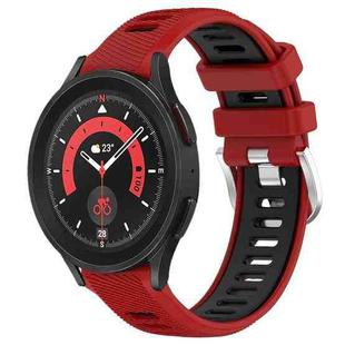 For Samsung Galaxy Watch5 Pro 45mm 20mm Sports Two-Color Steel Buckle Silicone Watch Band(Red+Black)