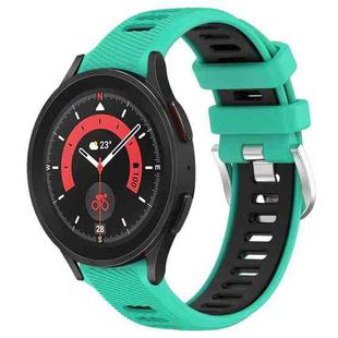 For Samsung Galaxy Watch5 Pro 45mm 20mm Sports Two-Color Steel Buckle Silicone Watch Band(Lake Blue+Black)