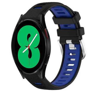 For Samsung Galaxy Watch4 44mm 20mm Sports Two-Color Steel Buckle Silicone Watch Band(Black+Blue)