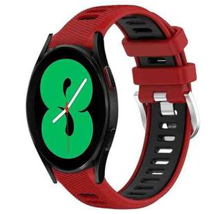 For Samsung Galaxy Watch4 44mm 20mm Sports Two-Color Steel Buckle Silicone Watch Band(Red+Black)