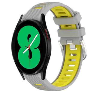 For Samsung Galaxy Watch4 44mm 20mm Sports Two-Color Steel Buckle Silicone Watch Band(Grey+Yellow)